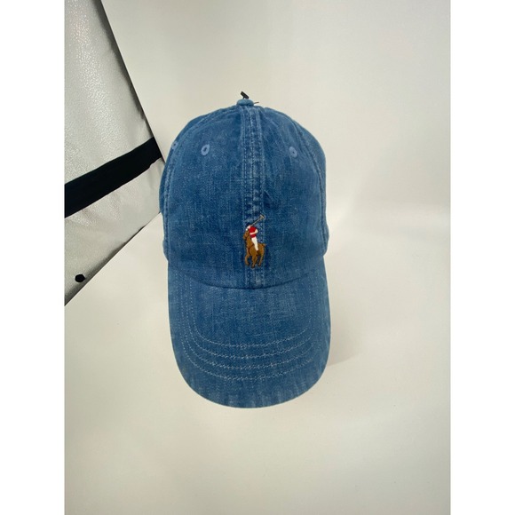 Polo Ralph Lauren Denim Baseball Cap, Color Pony Logo Adjustable Strap Blue - Picture 2 of 14